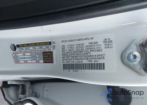 2020 Acura Rdx Technology Package z USA, uszkodzony, nr VIN 5J8TC1H51LL009126